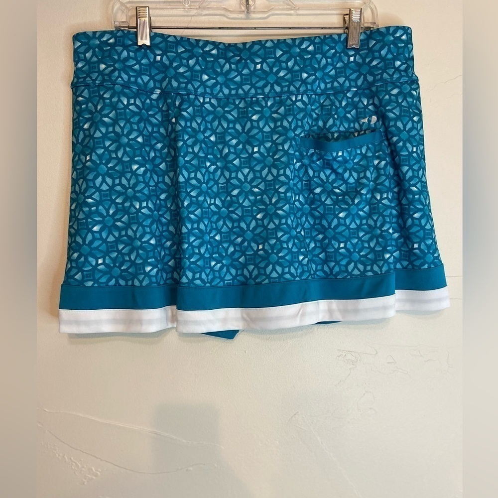 Athletic Stretchy Pull-On Skort~Blue & White~Back Pocket~Size XL - Picture 7 of 11
